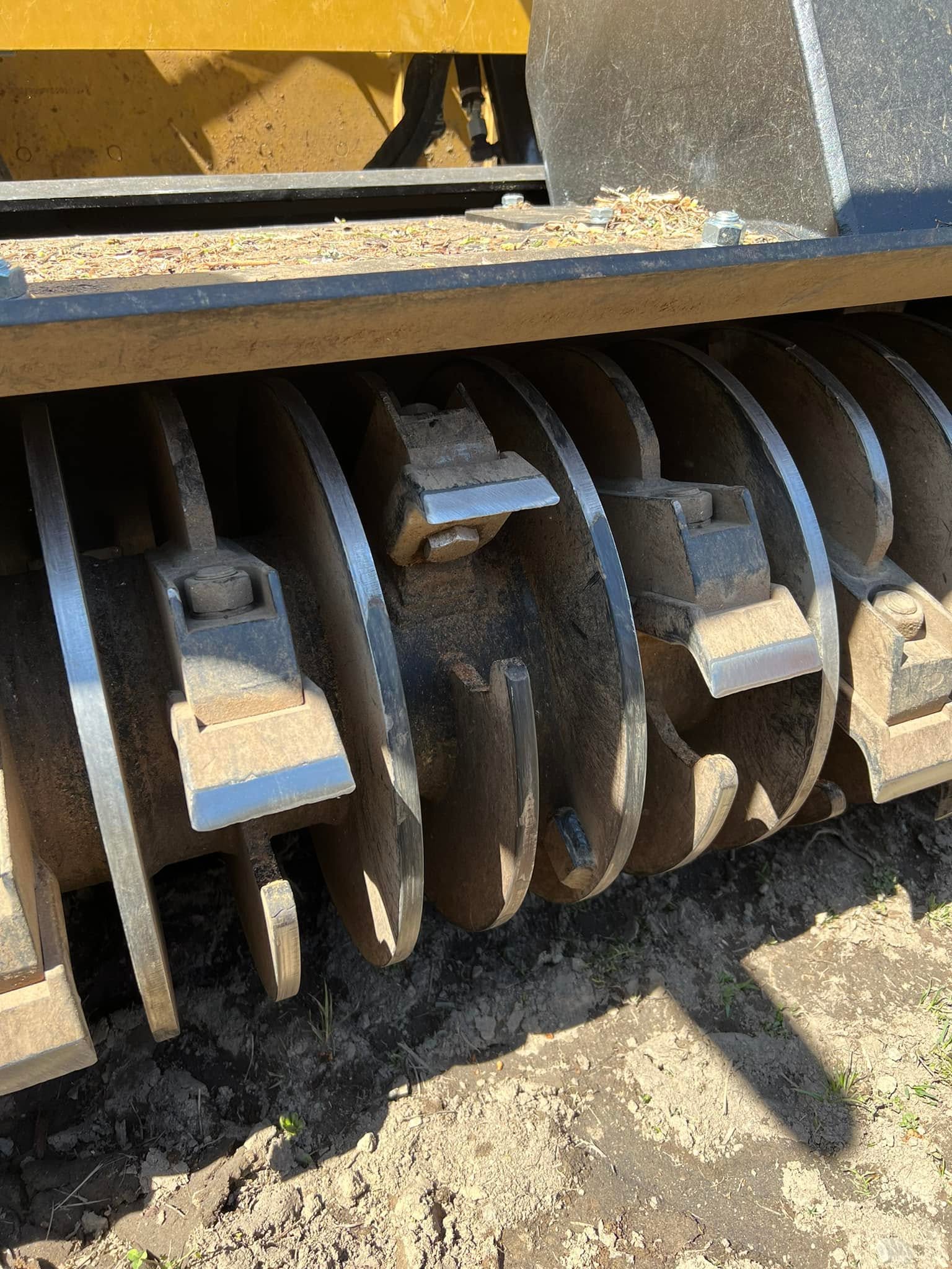 Close-up of forestry mulching drum and teeth